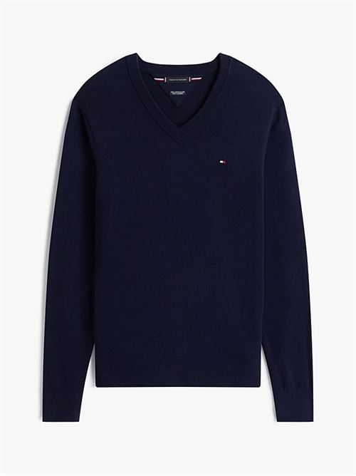pima org ctn cashmere v neck TOMMY HILFIGER | MW0MW28047DW5